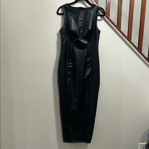Chic Black Sleeveless Goth  Midi Dress